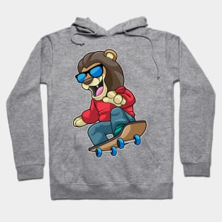 Lion as Skater with Skateboard Hoodie